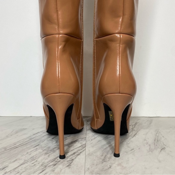 Jeffery Campbell Pointy Toe Tan Faux Leather Tall Boot 5 1/2 - Picture 4 of 15